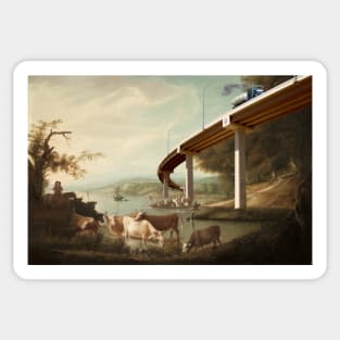 Arcadian, pastoral landscape with tanker truck. Sticker